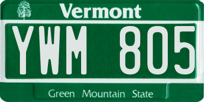 VT license plate YWM805