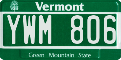 VT license plate YWM806