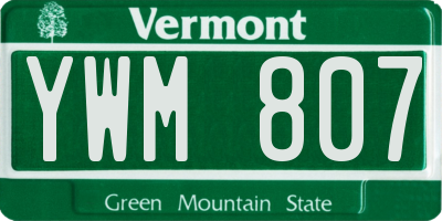 VT license plate YWM807