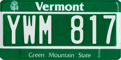 VT license plate YWM817