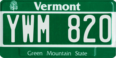 VT license plate YWM820