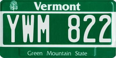 VT license plate YWM822