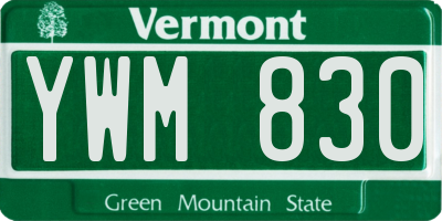 VT license plate YWM830