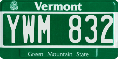 VT license plate YWM832