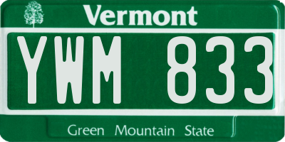 VT license plate YWM833