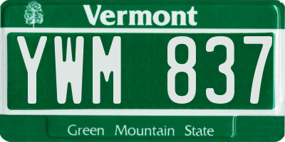 VT license plate YWM837