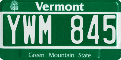 VT license plate YWM845