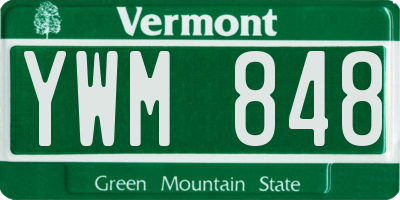 VT license plate YWM848