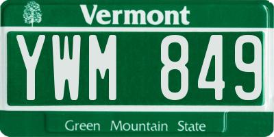 VT license plate YWM849