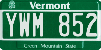 VT license plate YWM852