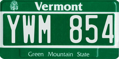 VT license plate YWM854