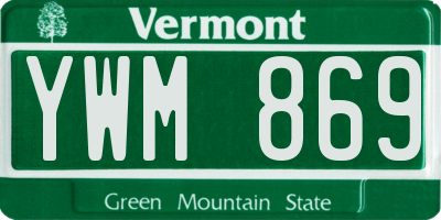 VT license plate YWM869