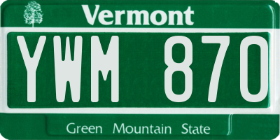 VT license plate YWM870