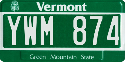 VT license plate YWM874