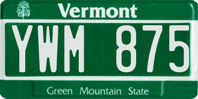 VT license plate YWM875