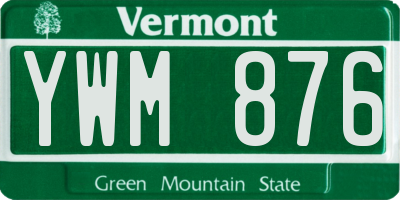 VT license plate YWM876