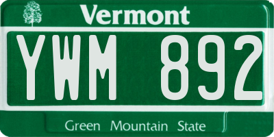 VT license plate YWM892
