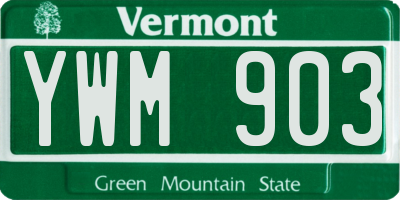 VT license plate YWM903
