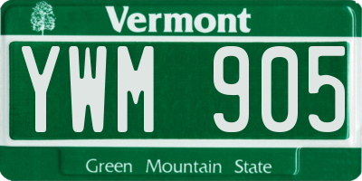 VT license plate YWM905
