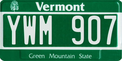 VT license plate YWM907