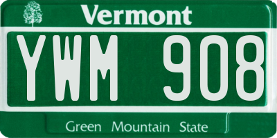 VT license plate YWM908