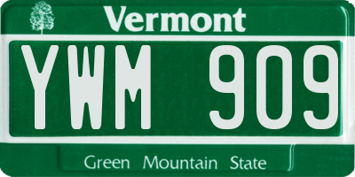 VT license plate YWM909