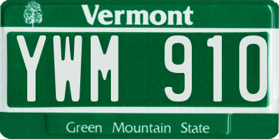 VT license plate YWM910