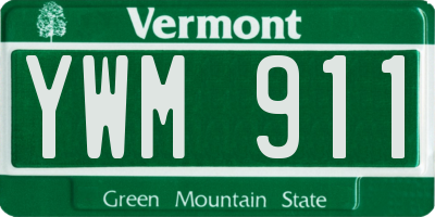 VT license plate YWM911