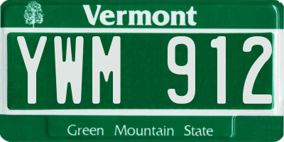 VT license plate YWM912