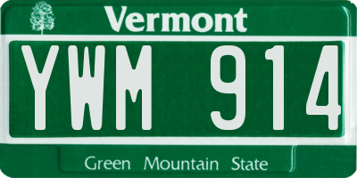 VT license plate YWM914