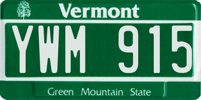 VT license plate YWM915