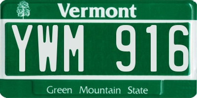 VT license plate YWM916