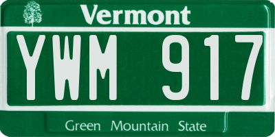 VT license plate YWM917