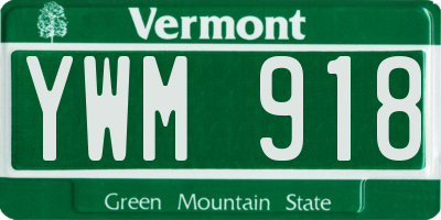 VT license plate YWM918