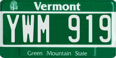 VT license plate YWM919