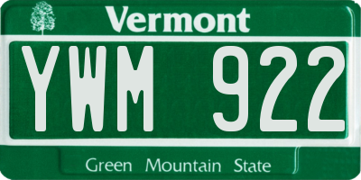 VT license plate YWM922