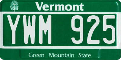 VT license plate YWM925