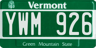 VT license plate YWM926