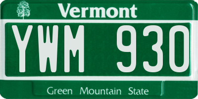 VT license plate YWM930