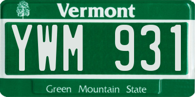 VT license plate YWM931