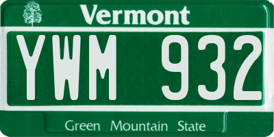 VT license plate YWM932