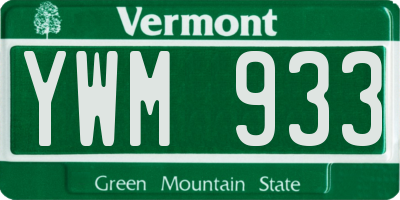 VT license plate YWM933