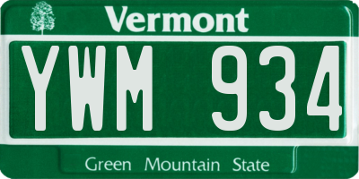 VT license plate YWM934