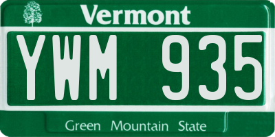 VT license plate YWM935