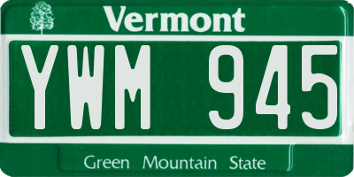 VT license plate YWM945