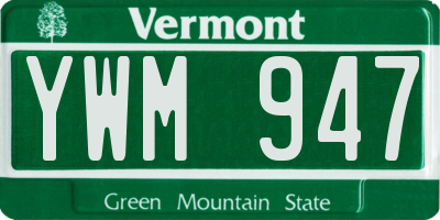 VT license plate YWM947