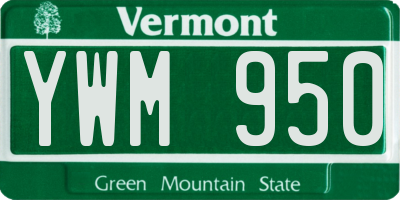 VT license plate YWM950