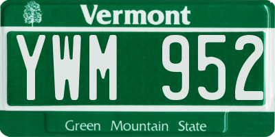 VT license plate YWM952