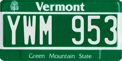 VT license plate YWM953