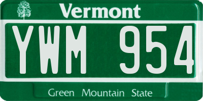 VT license plate YWM954